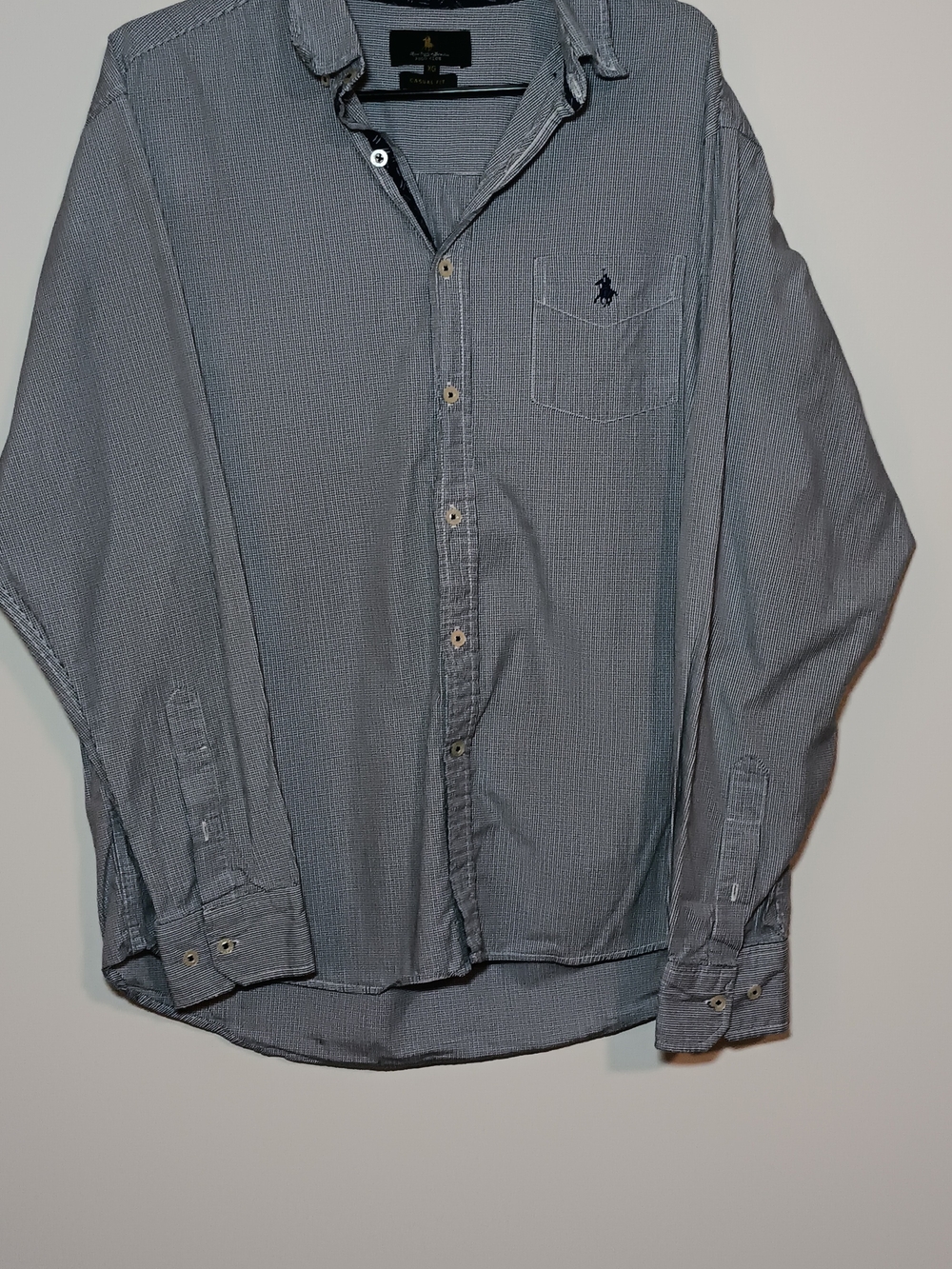 Ralph Lauren Men's Light Blue Micro-Pattern Button Down Shirt